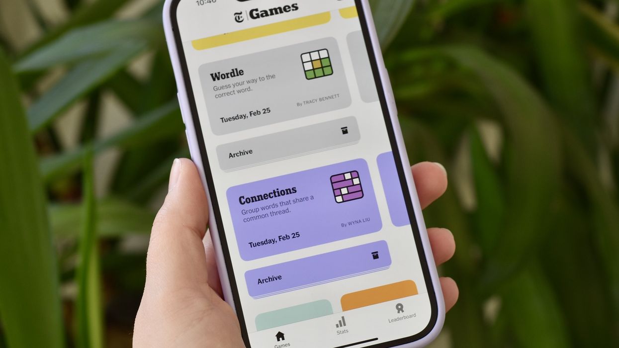 New York Times Games app home screen.