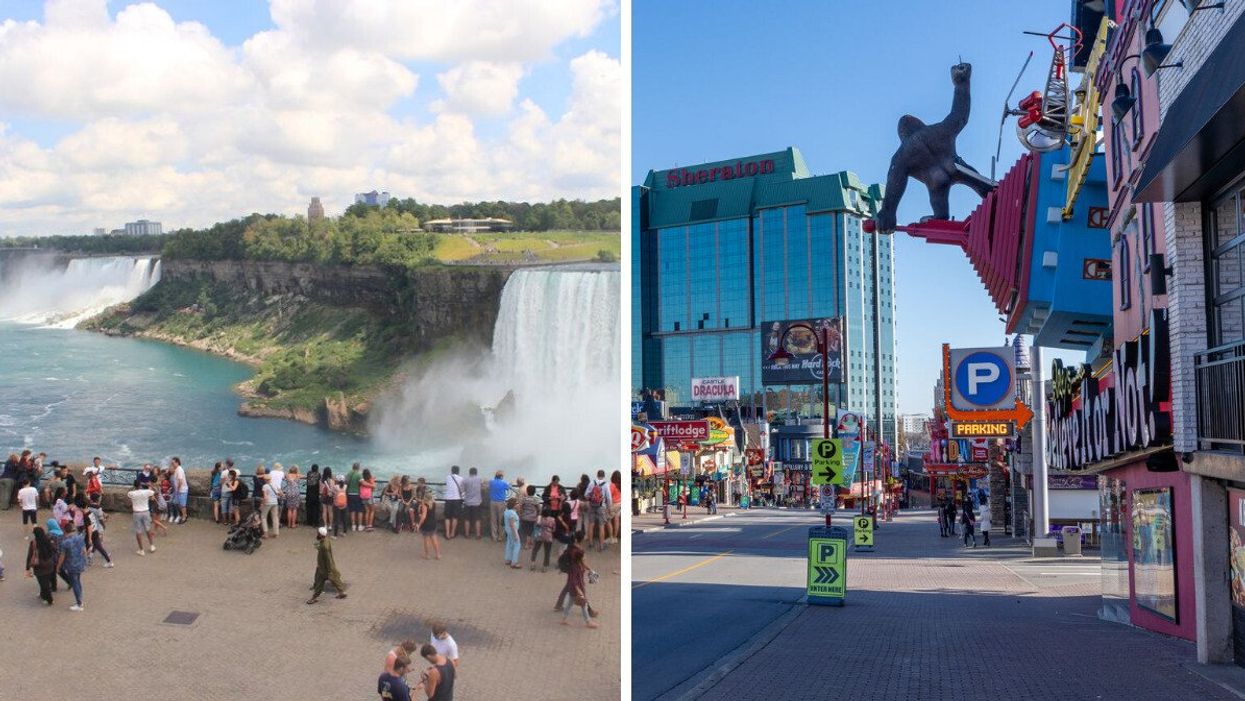 Niagara Falls. Right: Clifton Hill.