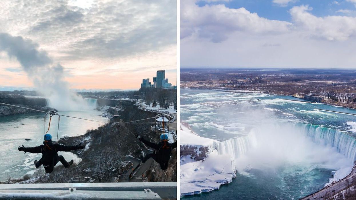 Niagara's Zipline Is Now Open During The Winter & You Can Fly Over A Frozen Gorge