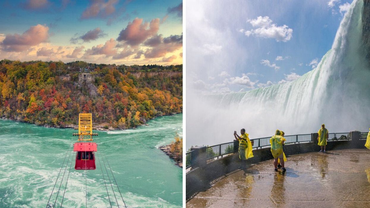 Niagara Whirlpool Aero Car. Right: Journey Behind the Falls.