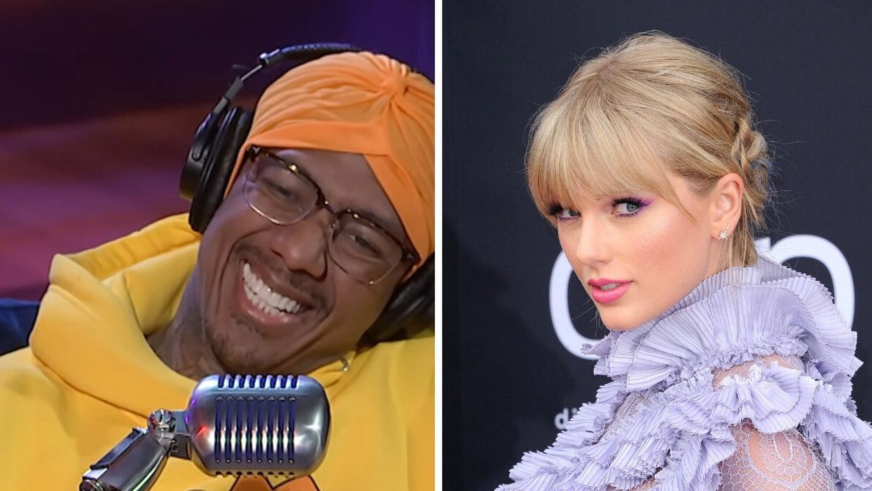Nick Cannon on The Howard Stern Show. Right: Taylor Swift at the 2019 Billboard Music Awards.
