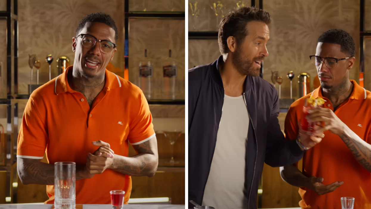 Nick Cannon. Right: Ryan Reynolds and Nick Cannon.