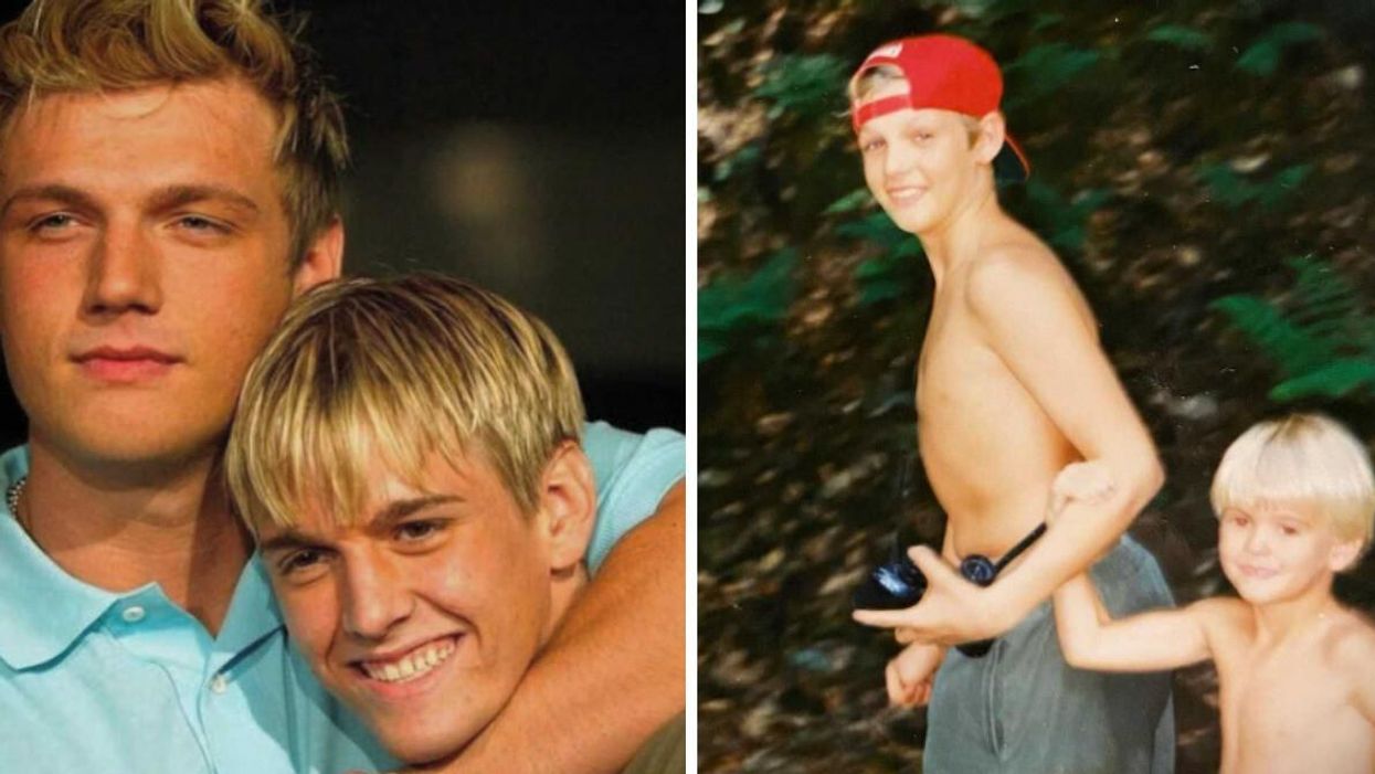 Nick Carter and Aaron Carter. Right: Nick Carter and Aaron Carter as kids.