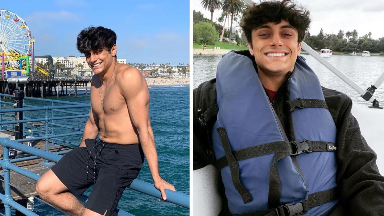 Nick Kratka at the beach. Right: Nick Kratka on a boat in Los Angeles, CA.