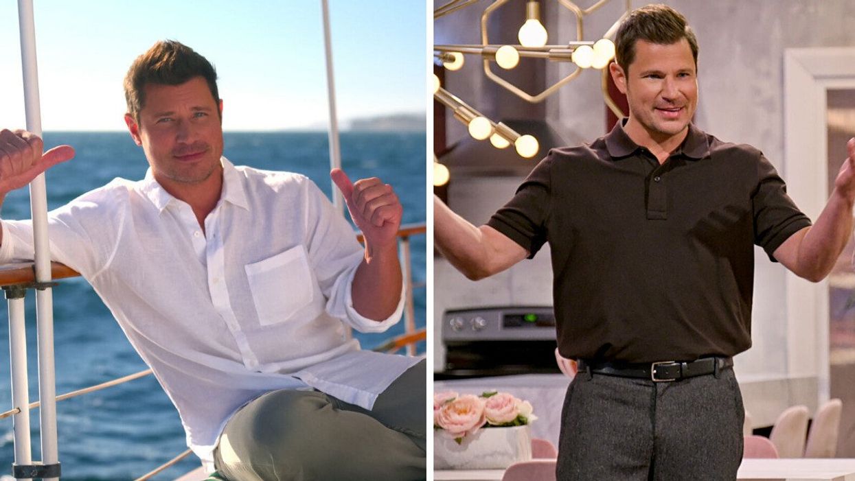 Nick Lachey on 'Perfect Match.' Right: Nick Lachey on 'Love Is Blind.'