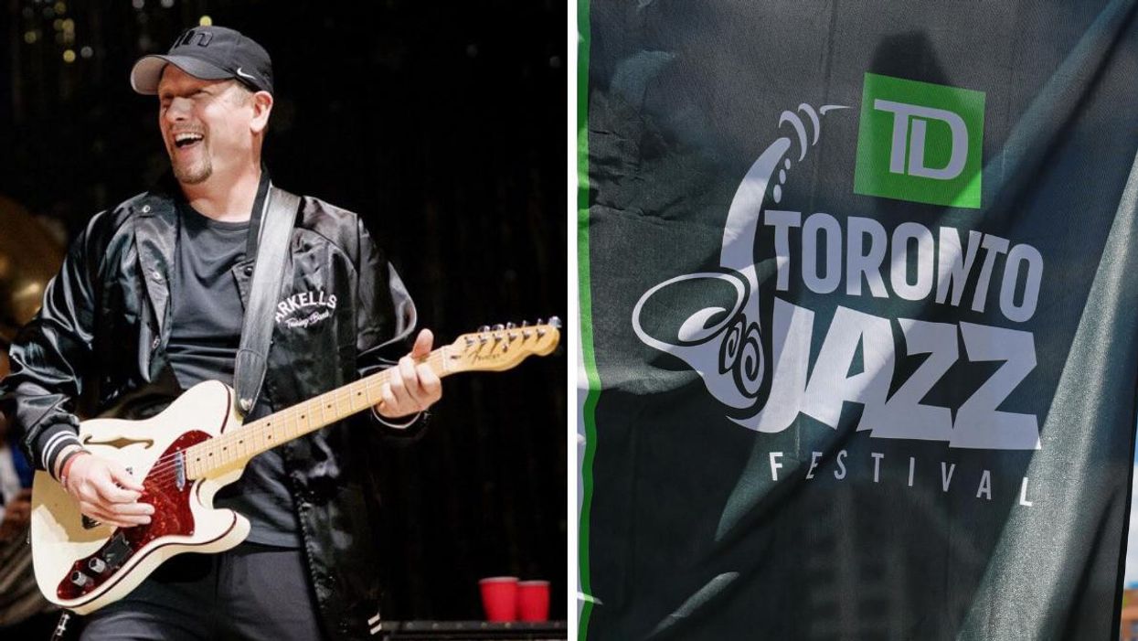 Nick Nurse playing the guitar. Right: Toronto Jazz Festival