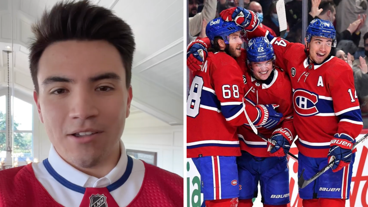 Nick Suzuki. Droite : Des joueurs du CH.
