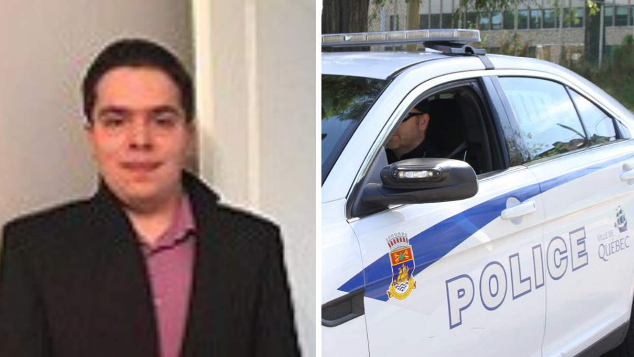 Nicolas Pageau. Droite : Une voiture du SPVQ.