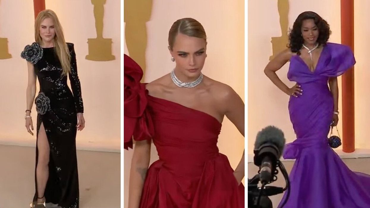 Nicole Kidman at the 2023 Oscars. Middle: Cara Delevingne at the 2023 Oscars. Right: Angela Bassett at the 2023 Oscars.