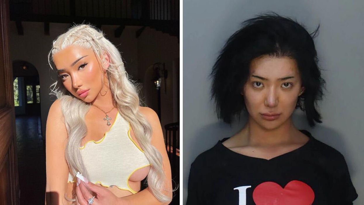 Nikita Dragun. Right: Nikita Dragun mugshot.