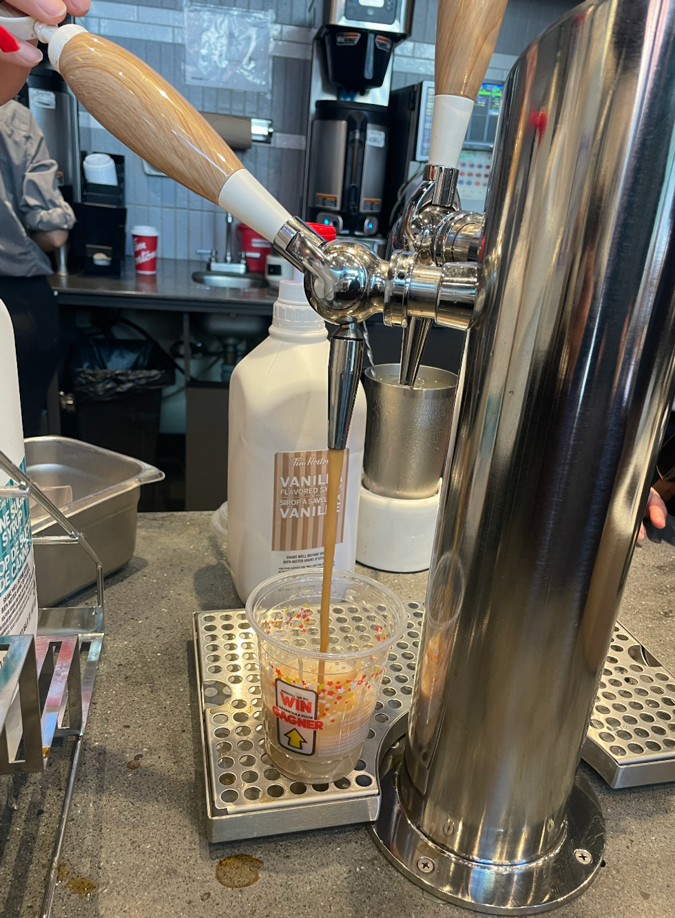 Nitro coffee on top at Tim Hortons.