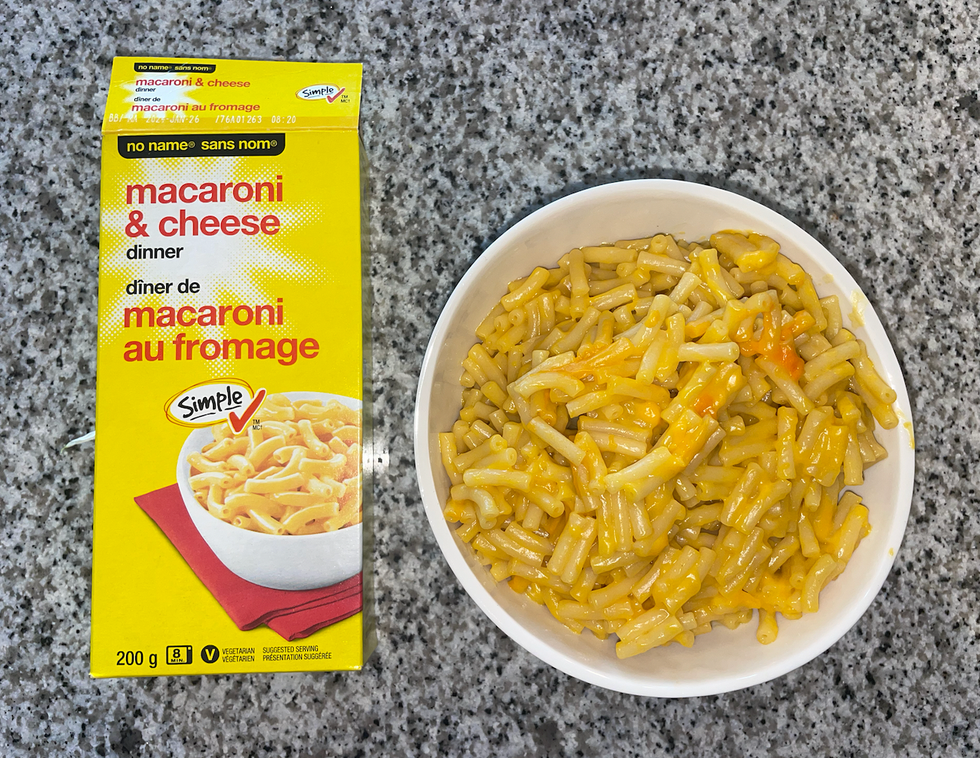 No name macaroni & cheese dinner.