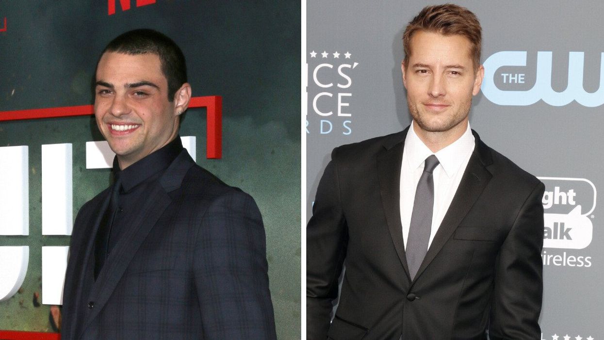 Noah Centineo at the The Recruit Netflix series premiere in L.A. in 2022. Right: Justin Hartley at the Annual Critics Choice Awards in 2018.