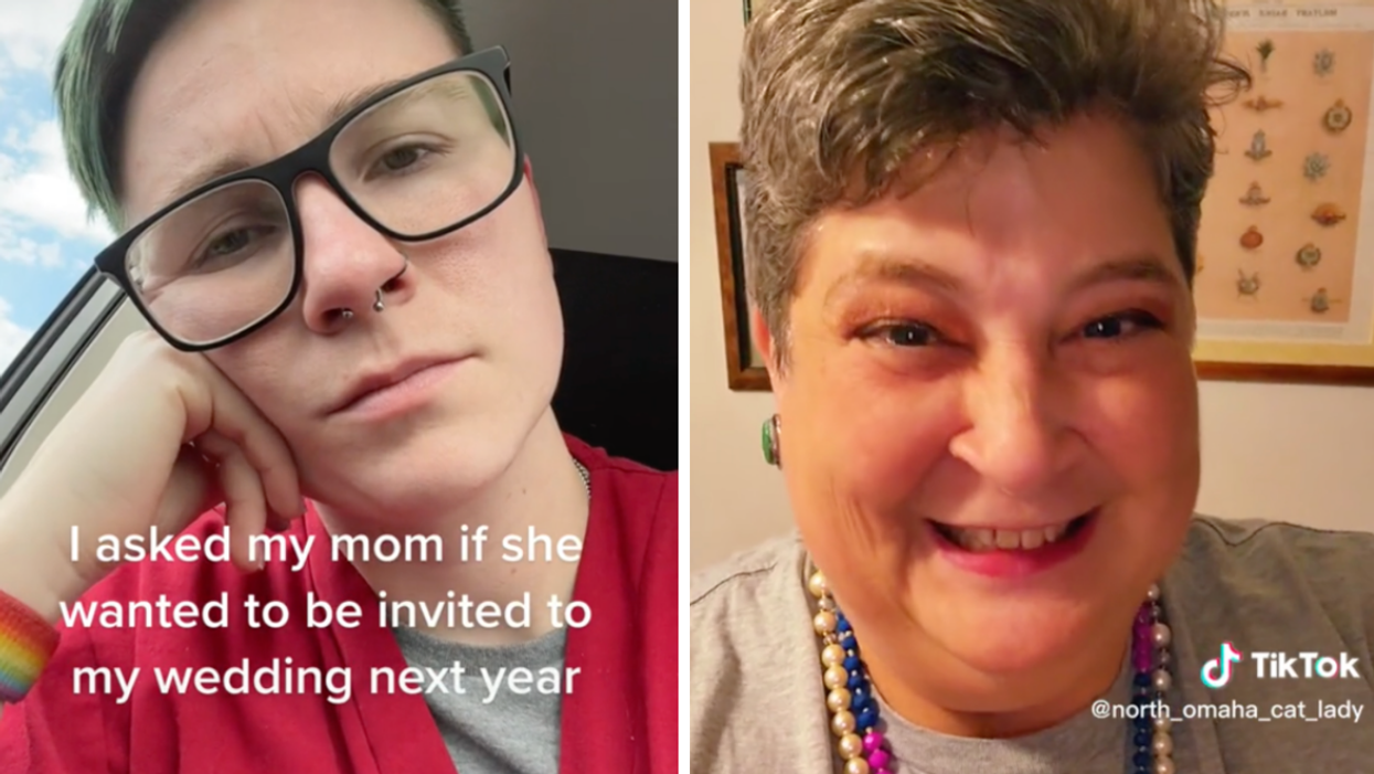 Noah on TikTok telling their story. Right: Rosie on TikTok telling her audience about meeting Noah.
