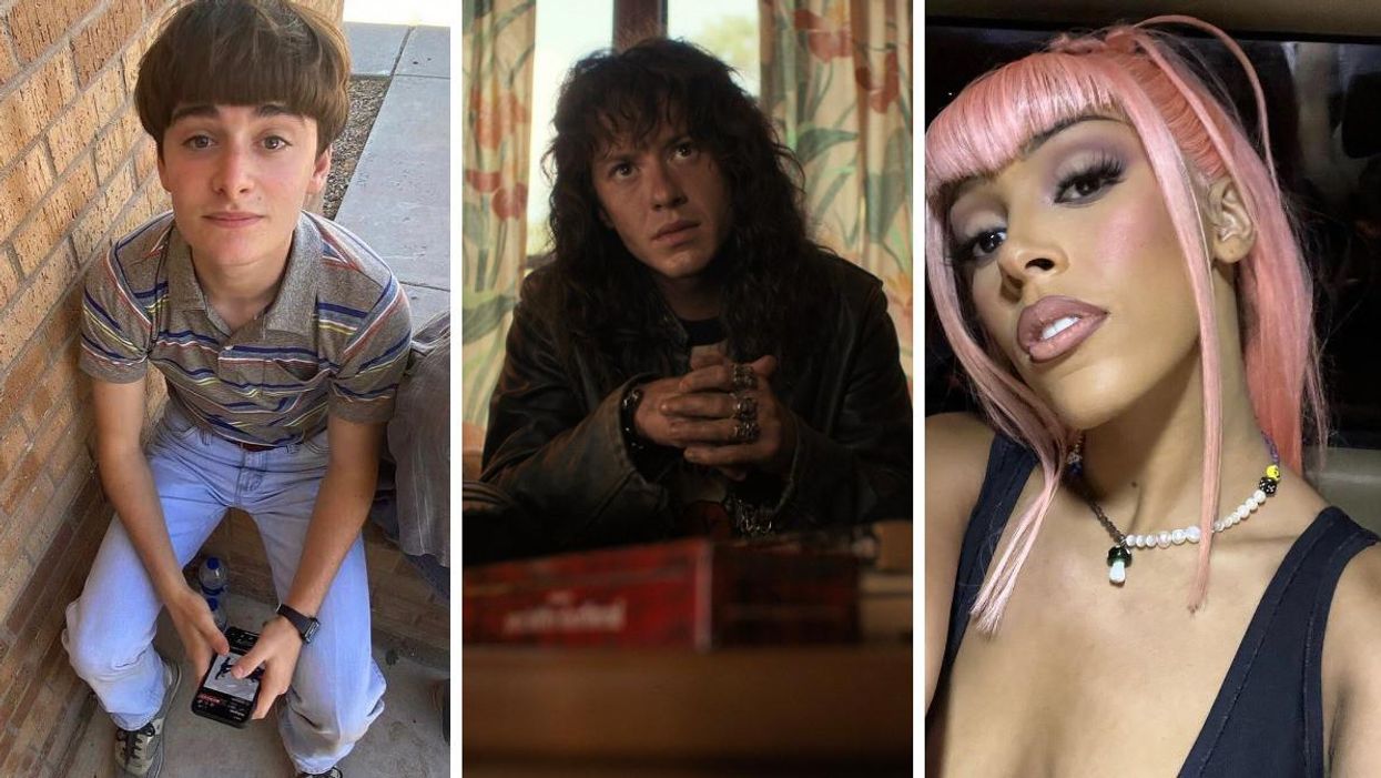 Noah Schnapp. Middle: Joseph Quinn. Right: Doja Cat.
