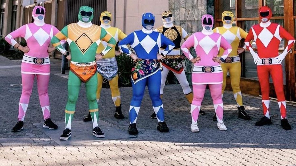 Noka Ramen employees dressed as Power Rangers.