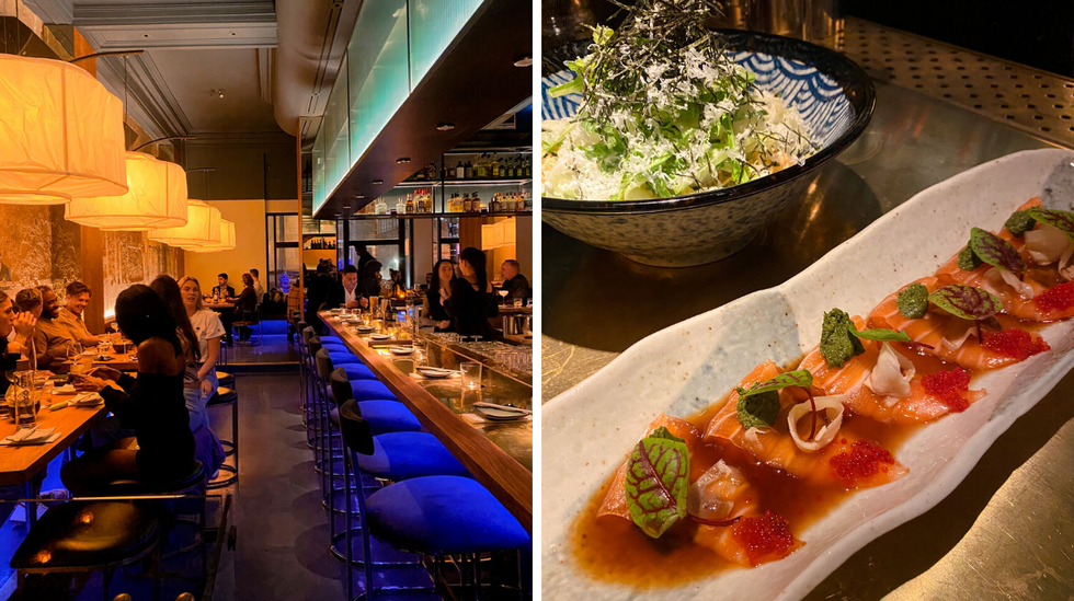 Nomi. Droite : Hamachi sashimi.