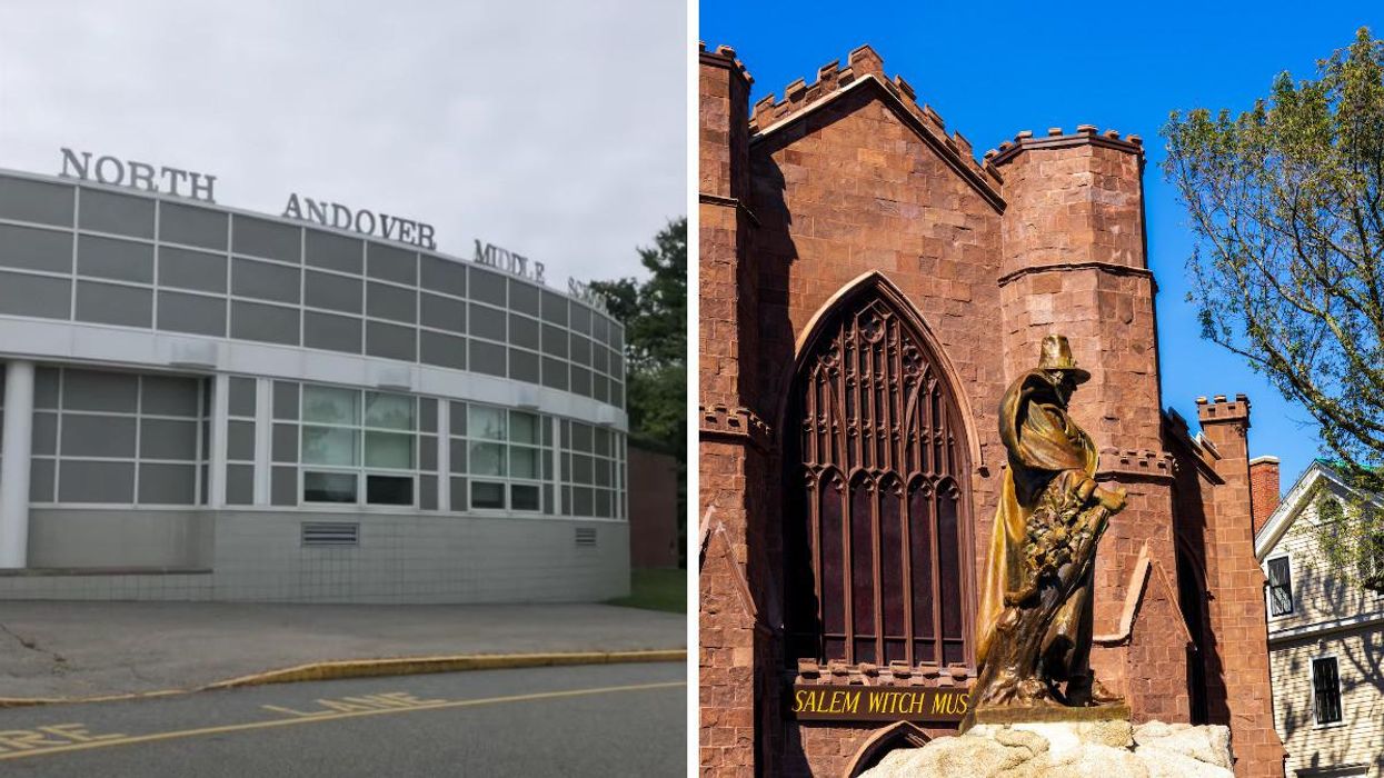 North Andover Middle School. Right: Salem Witch Museum in Massachusetts.