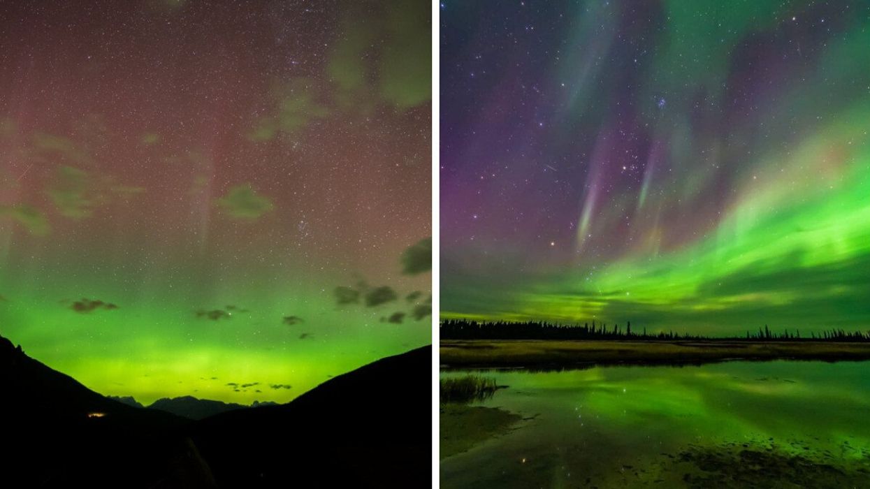 Northern lights in Canada. Right: Aurora Borealis Canada.