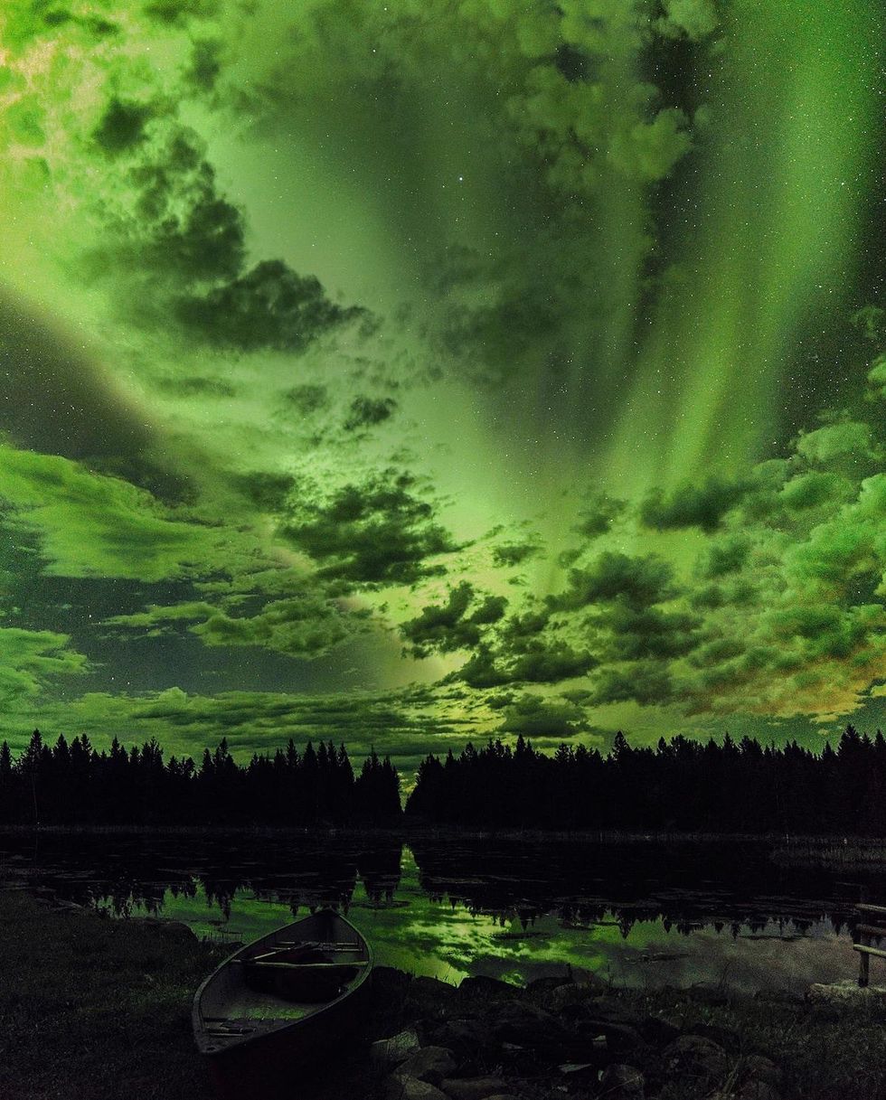 Northern lights on a lake in B.C.