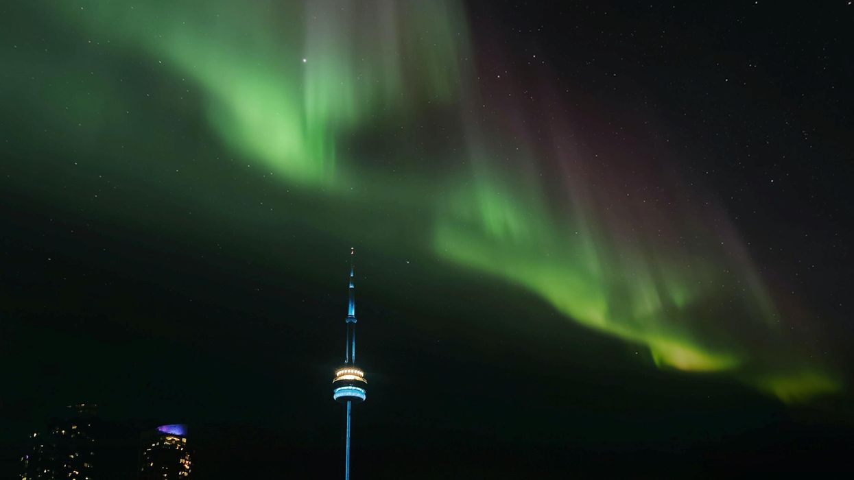 Northern lights over the CN Tower in Toronto.