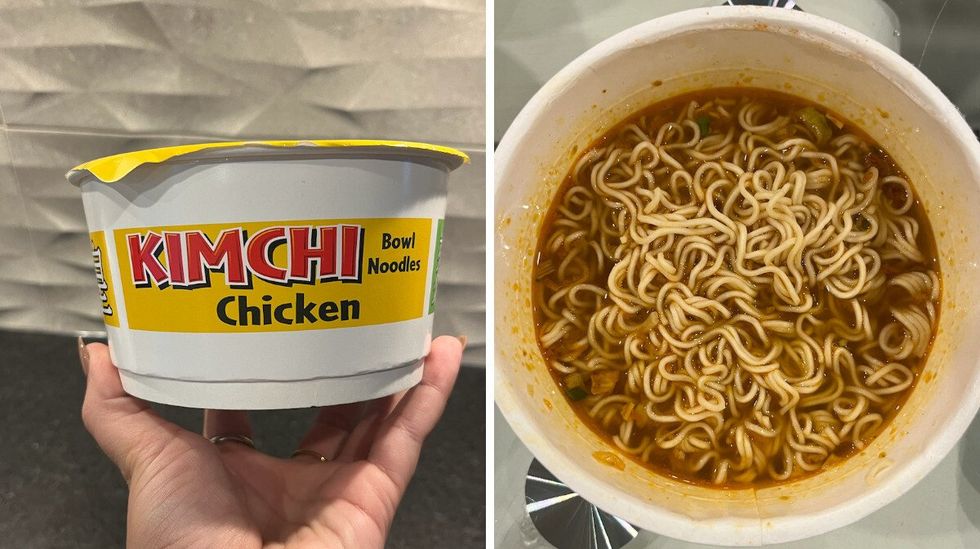 Nouilles ramen de la marque Mr. Noodles : Bol Kimchi \u00e0 saveur de poulet.