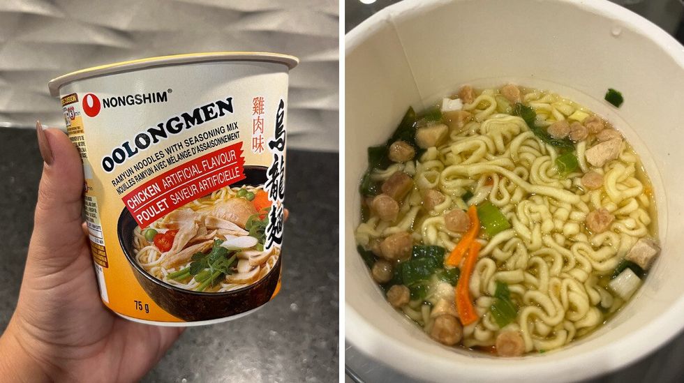 Nouilles ramen Oolongmen \u00e0 saveur de poulet.