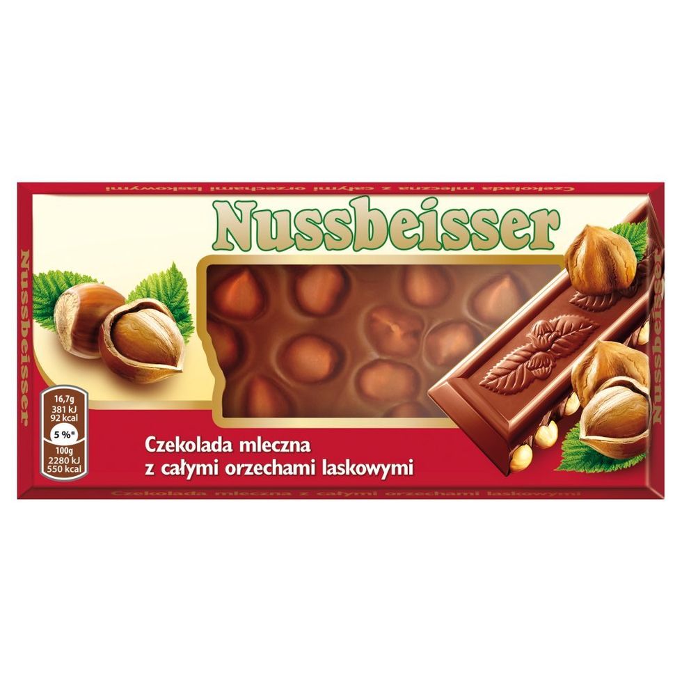 Nussbeisser chocolate bar with hazelnuts.