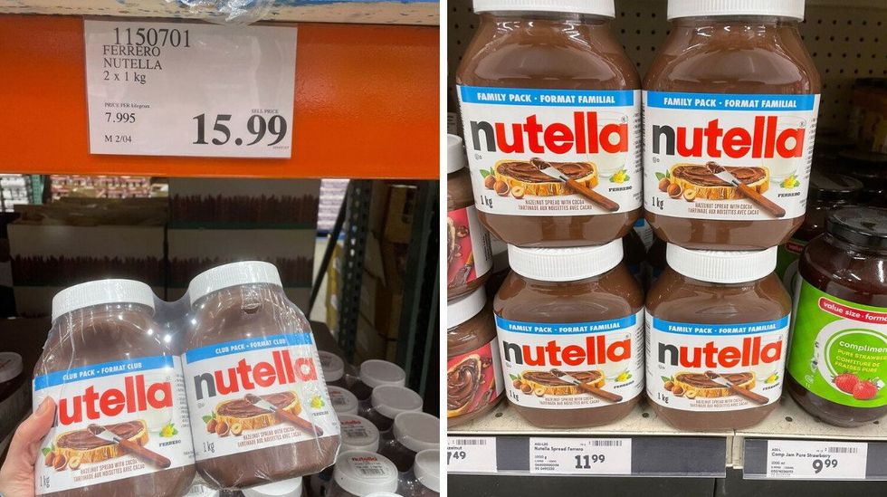 nutella jars at costco and sobeys