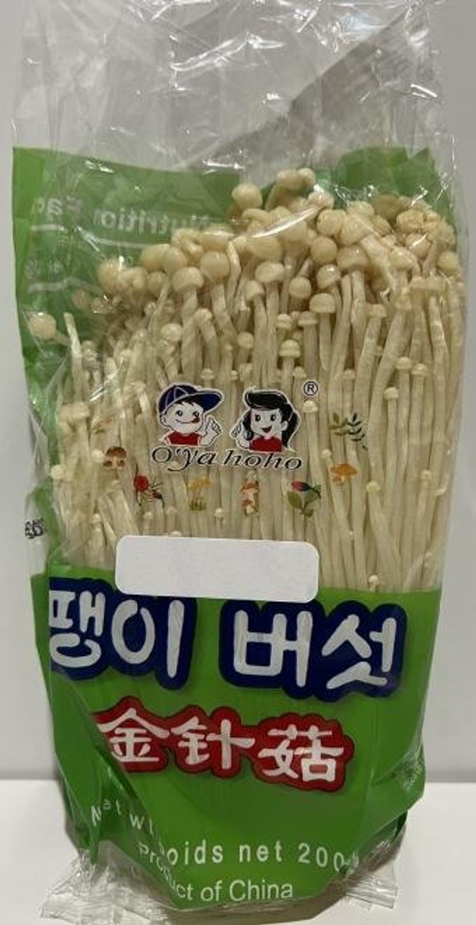 O'Ya hoho brand 100% Fresh Enoki Mushrooms.