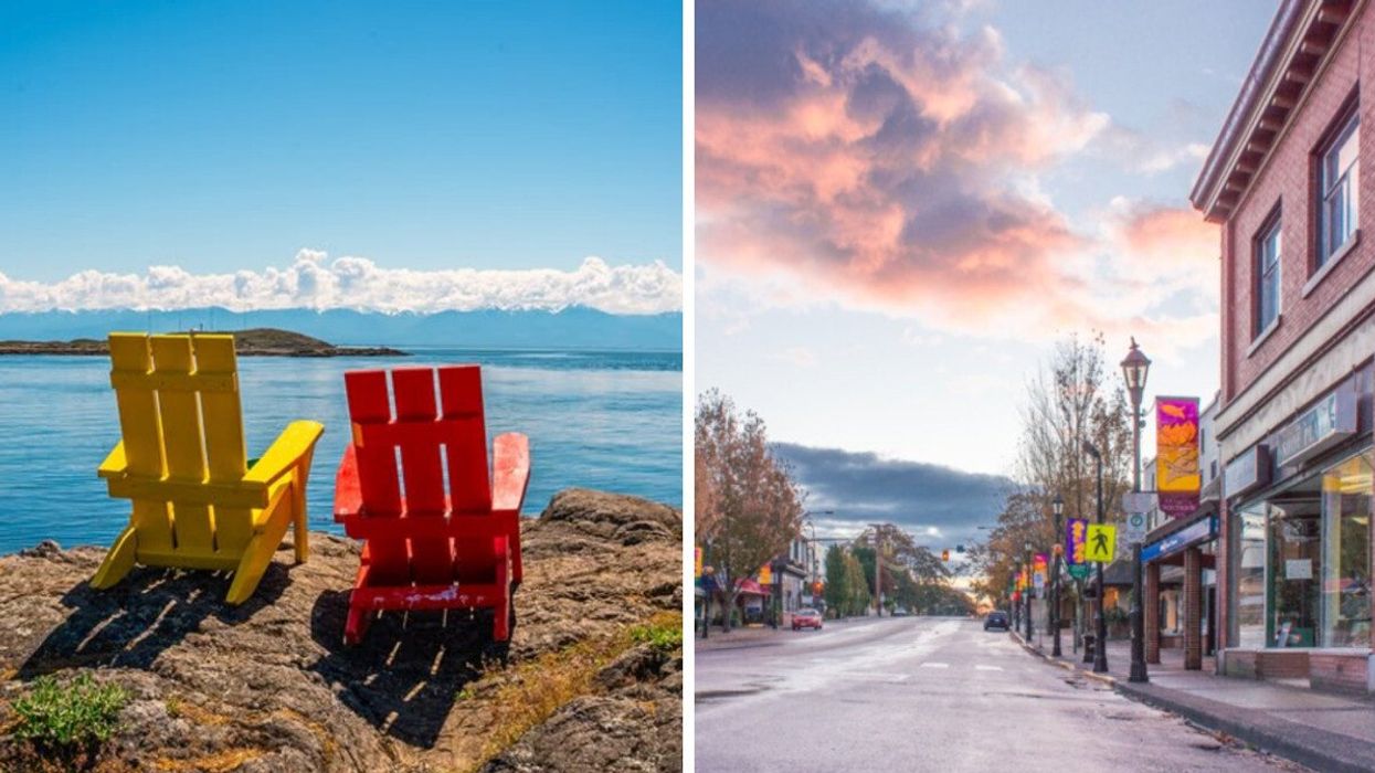 Oak Bay in Victoria. Right: A street in Oak Bay.