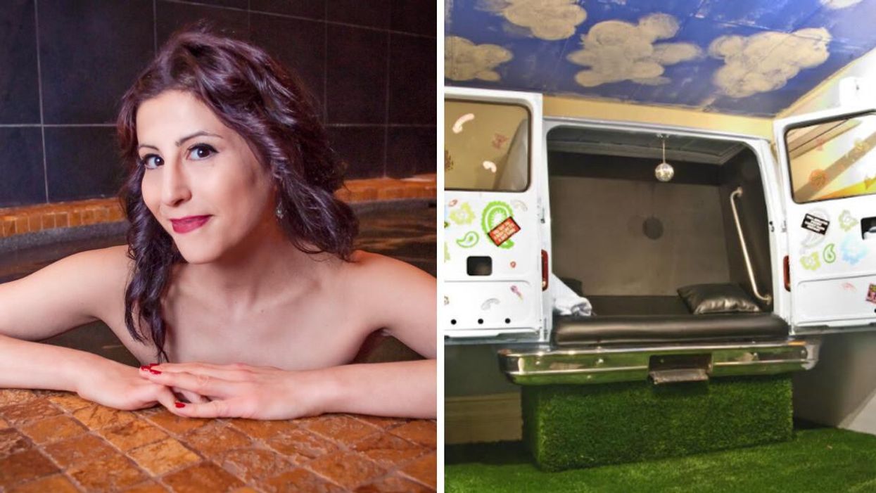Oasis employee Fatima Mechtab. Right: The Shagging Wagon in Oasis Aqualounge.