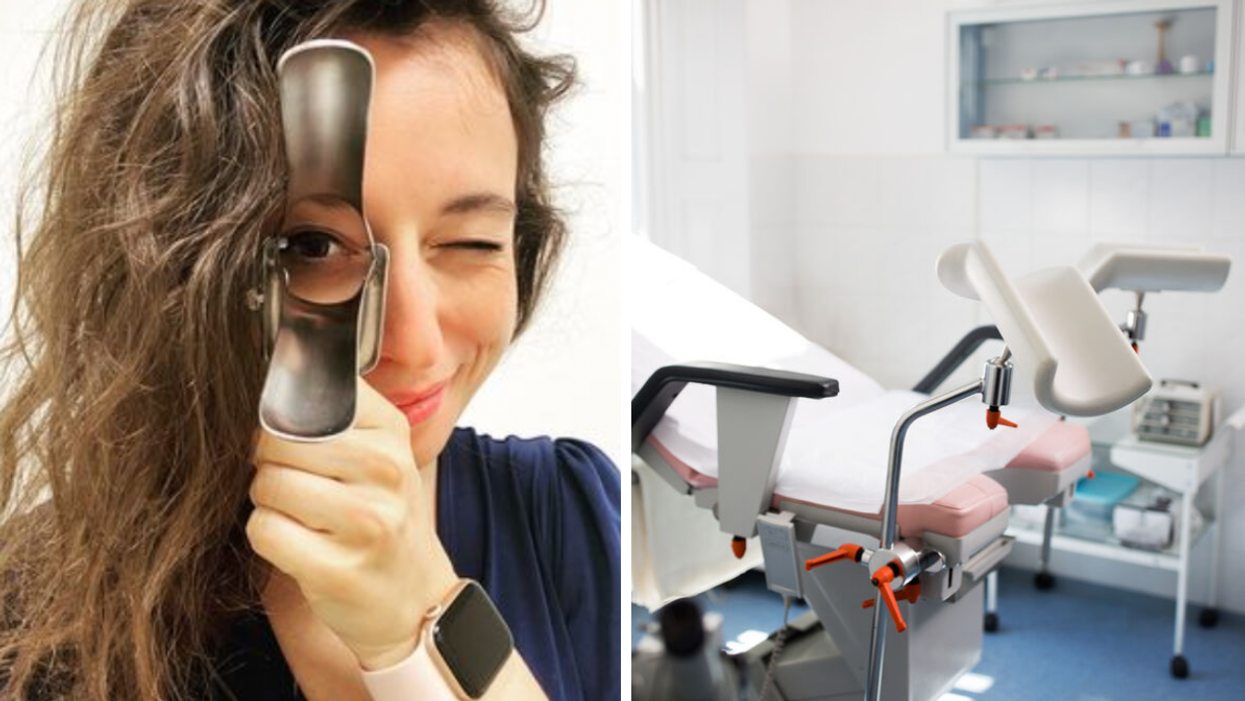 OBGYN Katrina Zefkic. Right: A doctor's office.