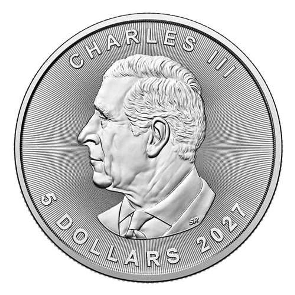 obverse side of Treasured Silver Maple Leaf coin with King Charles portrait