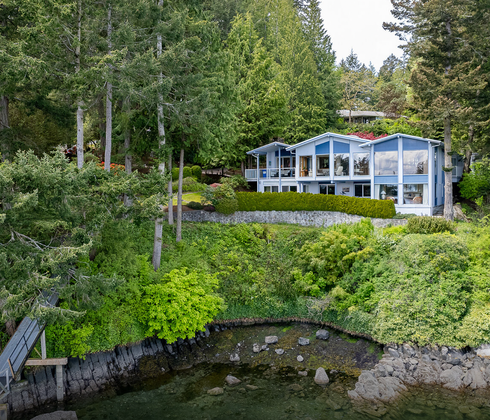 Ocean front home and cove.