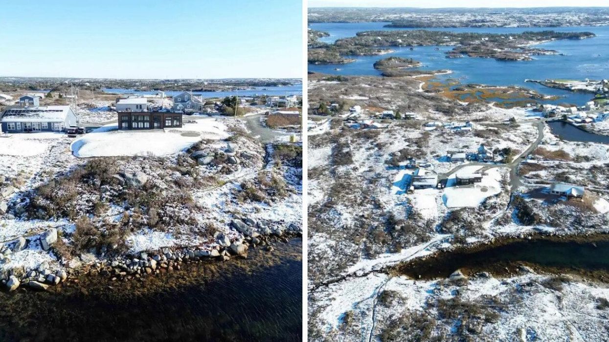 oceanfront house for sale in nova scotia during the winter after a snowfall