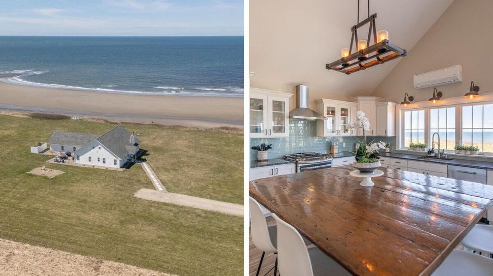 oceanfront house for sale in nova scotia. right: kitchen in the house