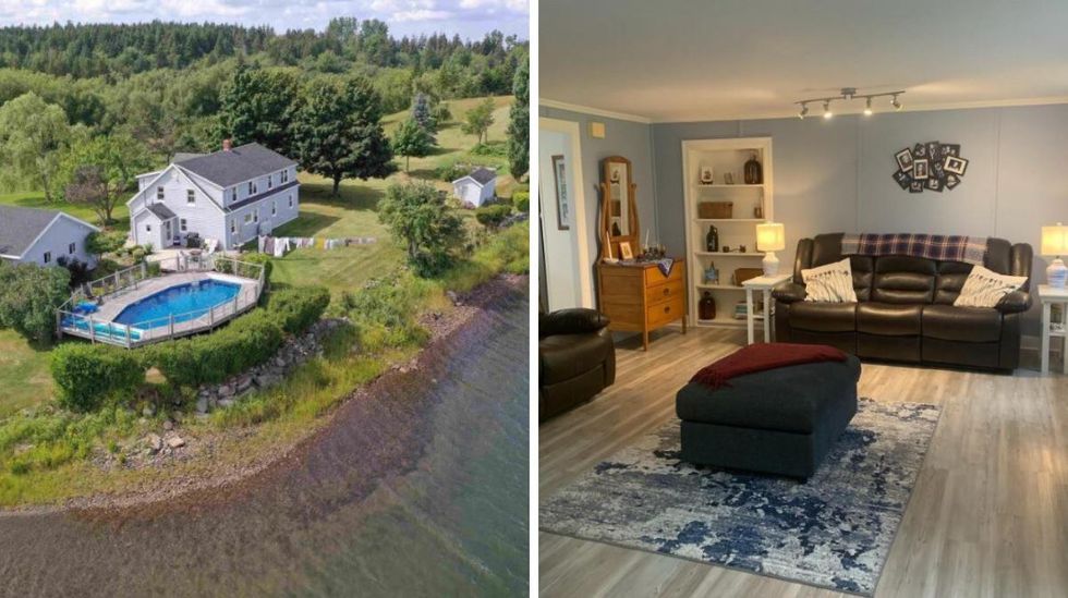 Oceanfront ocean view exterior. Right: Interior