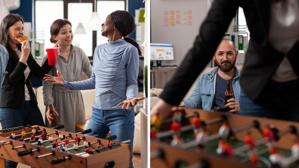 Office workers at an after-work party.