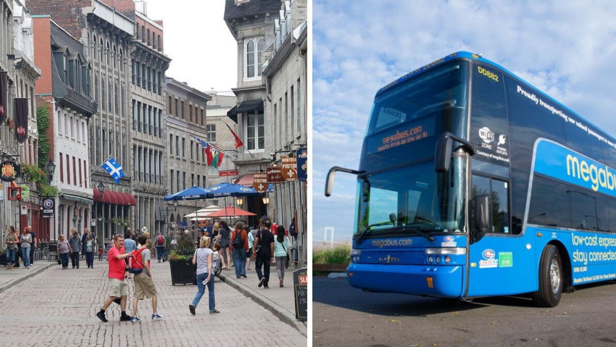 Old Montreal. Right: Megabus.