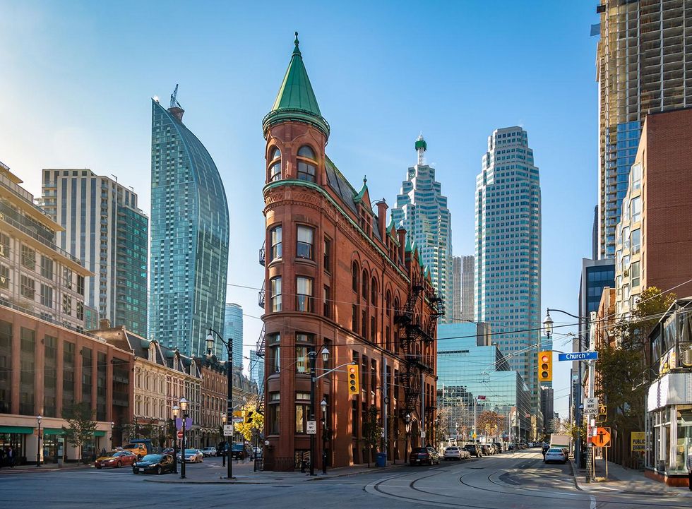 Old Toronto streets and buildings where an outdoor escape room game takes place.