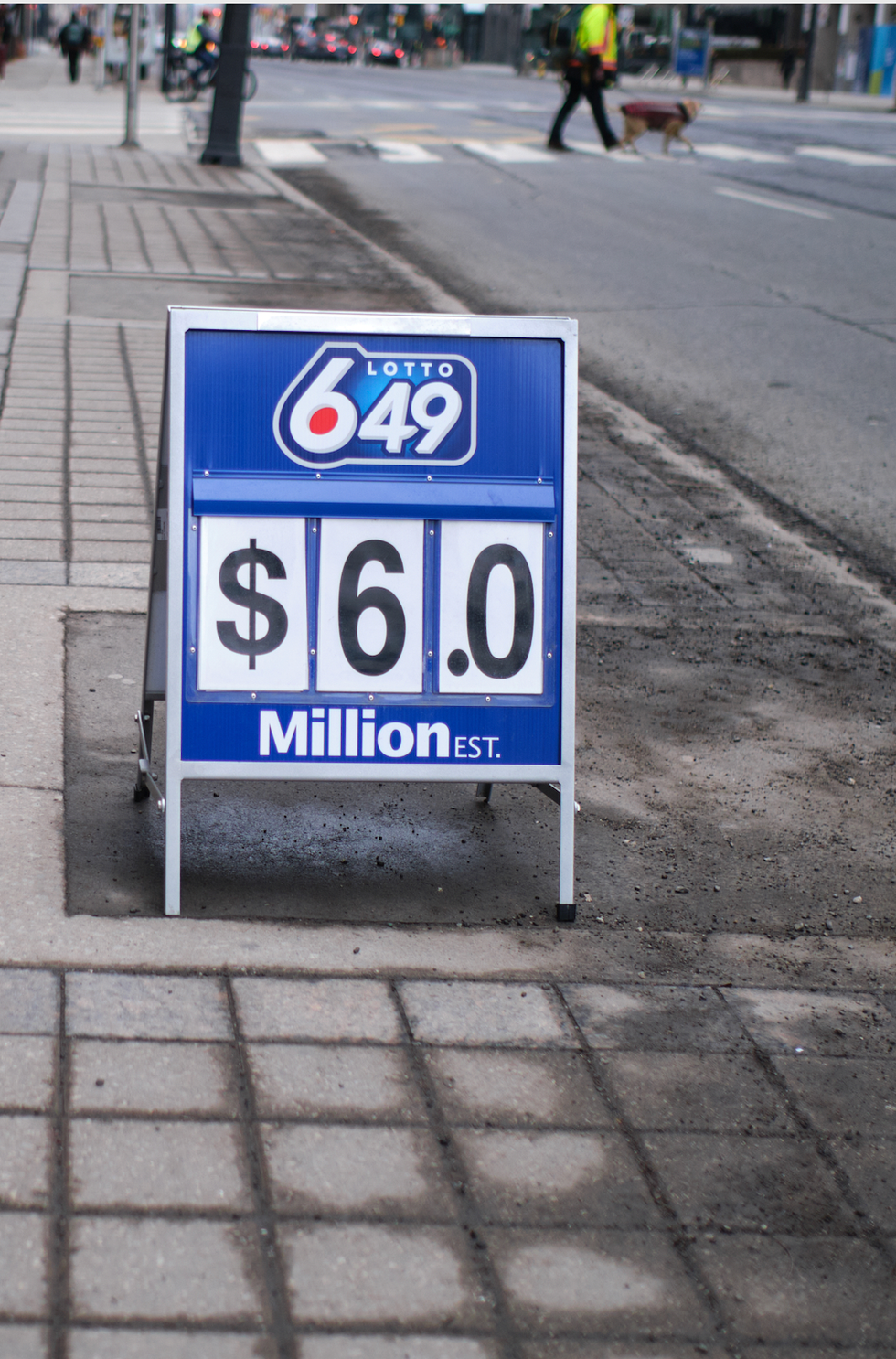 OLG Lotto 649 sign on the street.