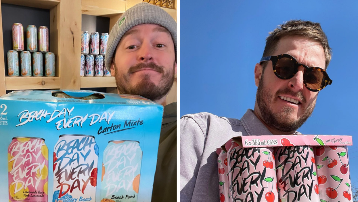 Olivier Primeau avec des boissons Beach Day Everyday.