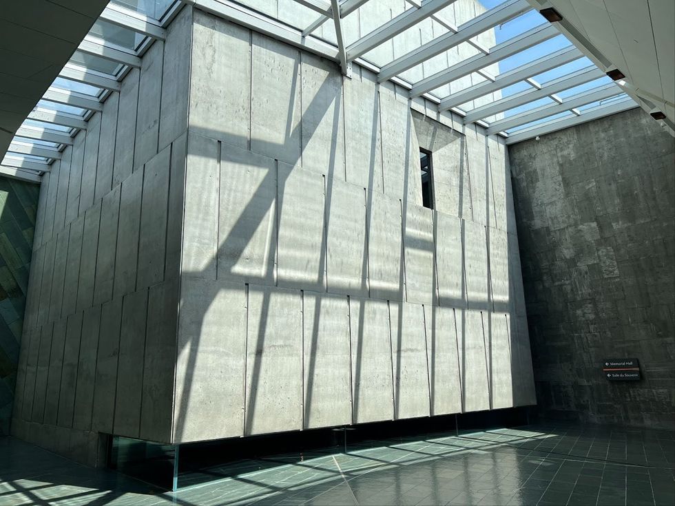 On Remembrance Day, the sunlight lines up with the small window to show the tomb of the unknown soldier inside this structure.