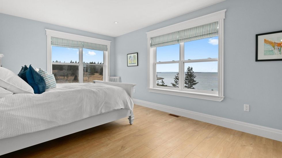 One of the bedrooms in the house with ocean views.