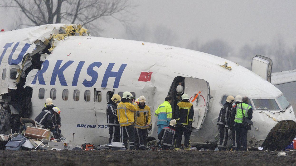 One of the images sent to the passengers showing the crash site of Turkish Airlines in Amsterdam.