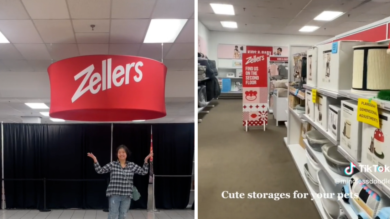 One of the new Zellers locations. Right: Inside the unfinished Zellers store.