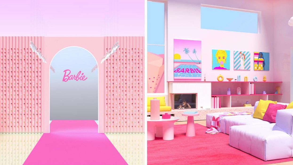 One of the World of Barbie photo sets. Right: Barbie's living room photo set.