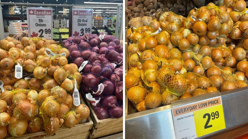 Onions at Farm Boy. Right: Onions at Loblaws.