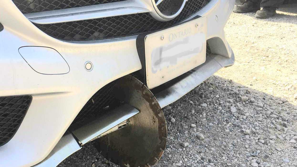 Ontario Driver Had A Flying Saw Blade Smash Into Their Car (PHOTO)